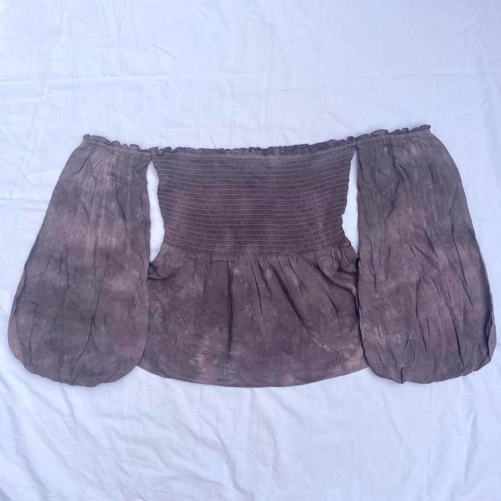 American Eagle Purple Off the Shoulder Puff Sleeve Top